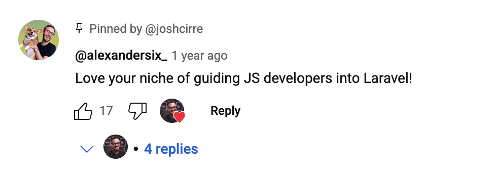 Love your niche of guiding JS developers into Laravel!