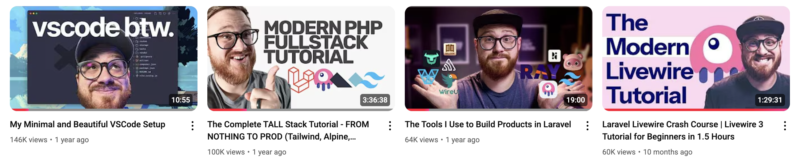 Top performing YouTube videos showcasing developer content